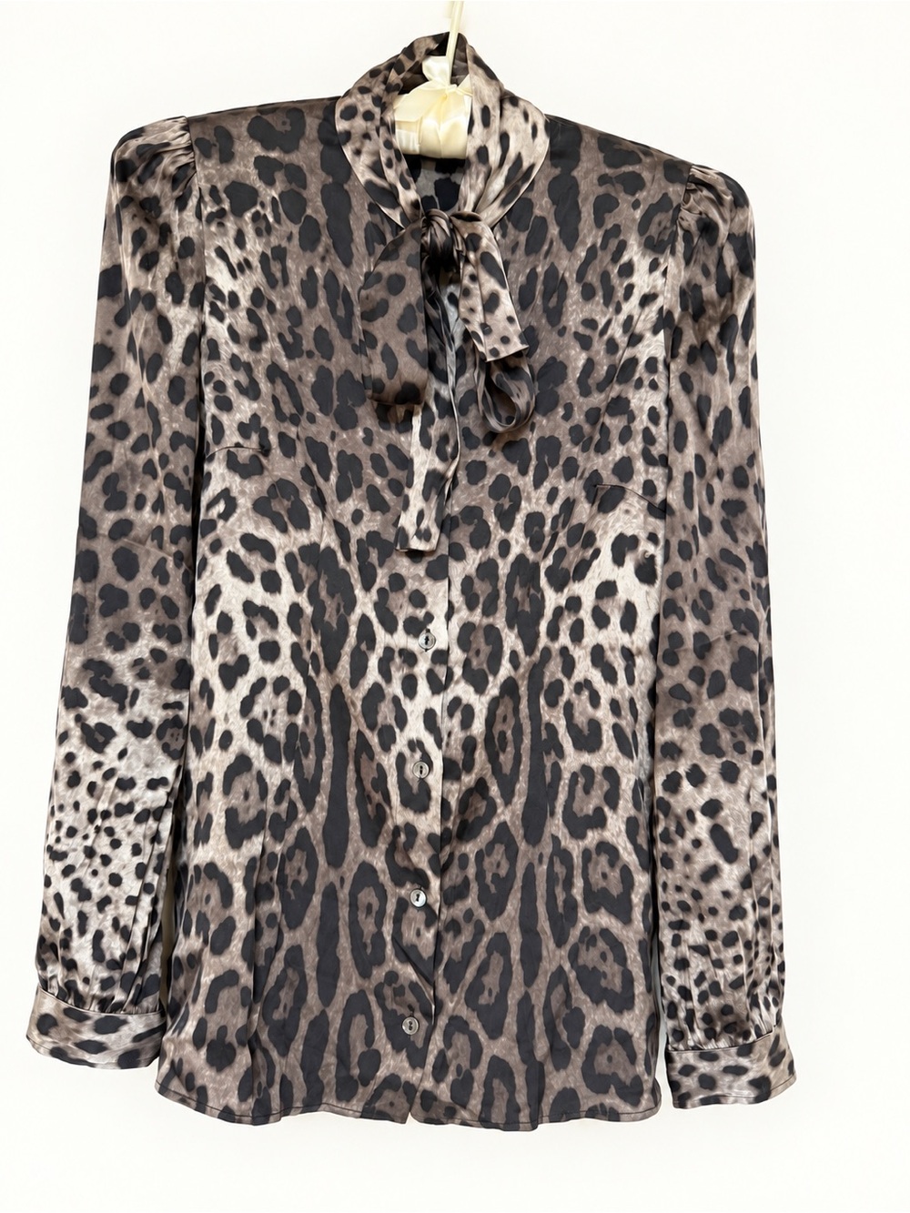 Dolce & Gabbana Leopard-Print Tie-Neck Blouse - Brown & Black